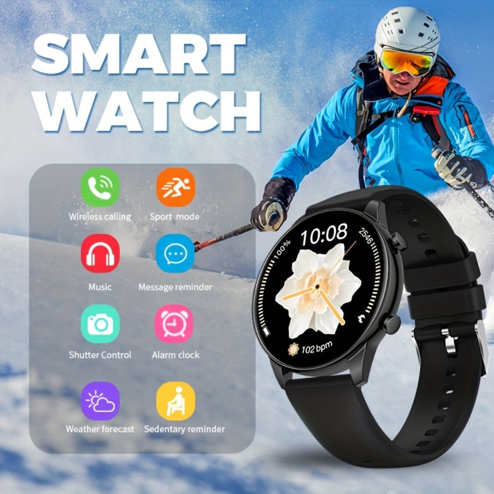 Round Dial Smartwatch 2.01 Inch Large Screen Wireless Calling 100 Sport Modes Sleep Monitor Built-In Games Weather Calculator Pedometer Heart Rate Fitness Tracker Android iPhone Compatible Men Women Steel or Silicone Band Black Silver