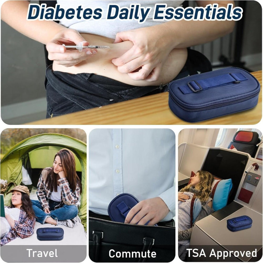 Insulated Insulin Vial Travel Case – Diabetic Supply Bag with Ice Brick, Compact Portable Cooler Kit for Medication Storage