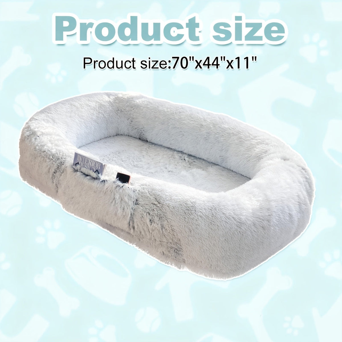 Human Dog Bed with Washable Faux Fur Cover in Two Size Options for People and Pets