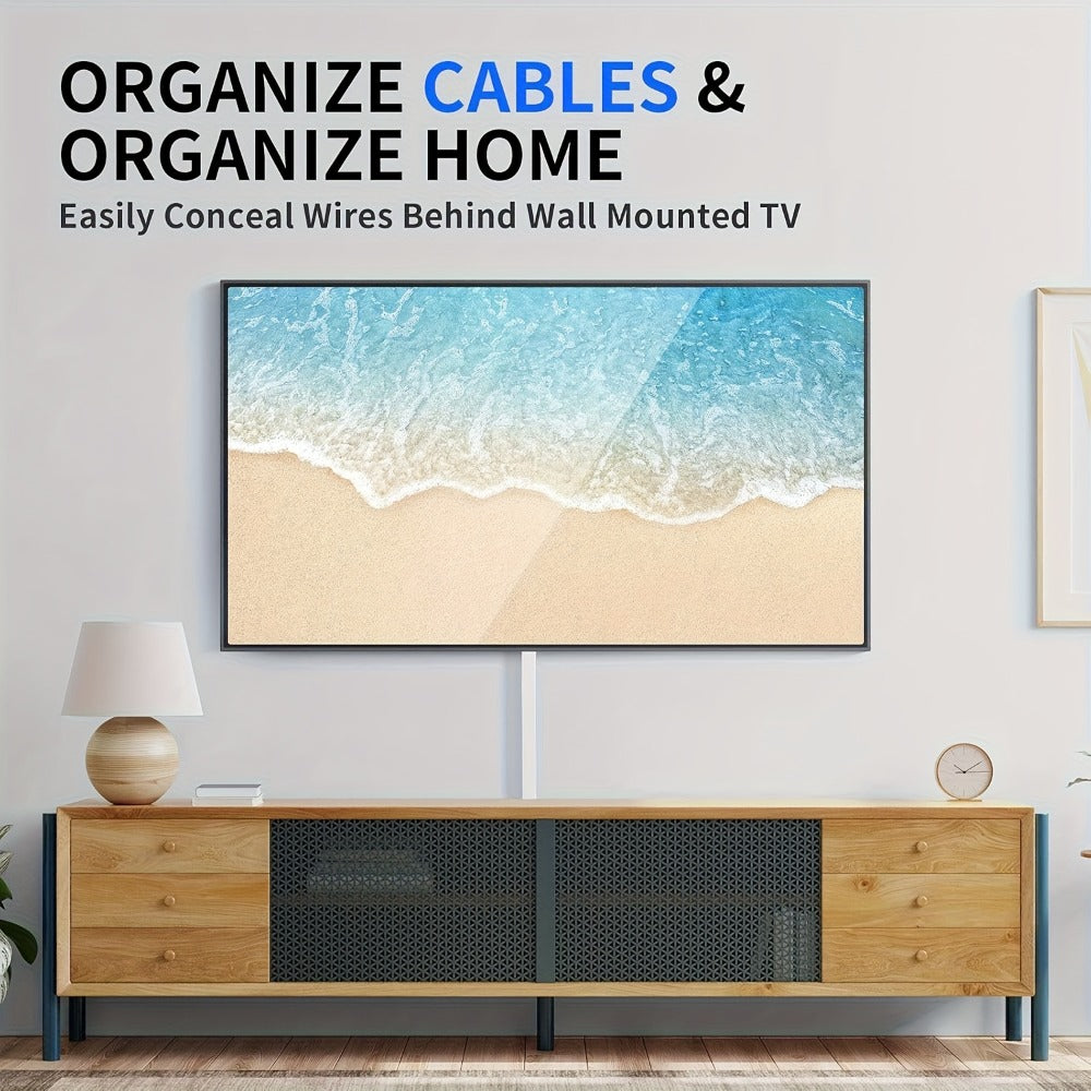 Cable Raceway Cord Hider for Wall Paintable White Self-Adhesive No-Drill – Wire Hiding Channel 0.95"W x 0.55"H for TV Home Office Desk Baseboard, Snap-On Cover, 6-Piece or 94"/157" Sets