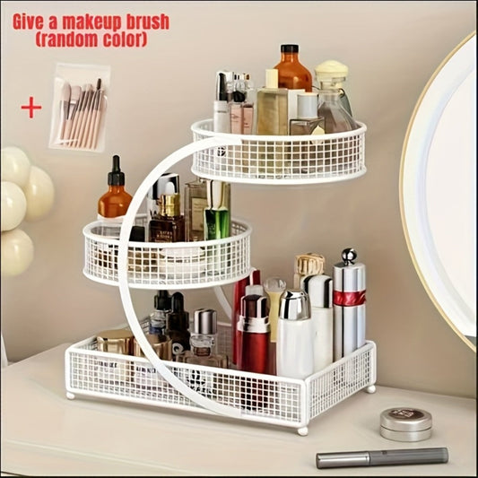 Metal Cosmetic Storage Rack with Makeup Brushes for Countertop Vanities