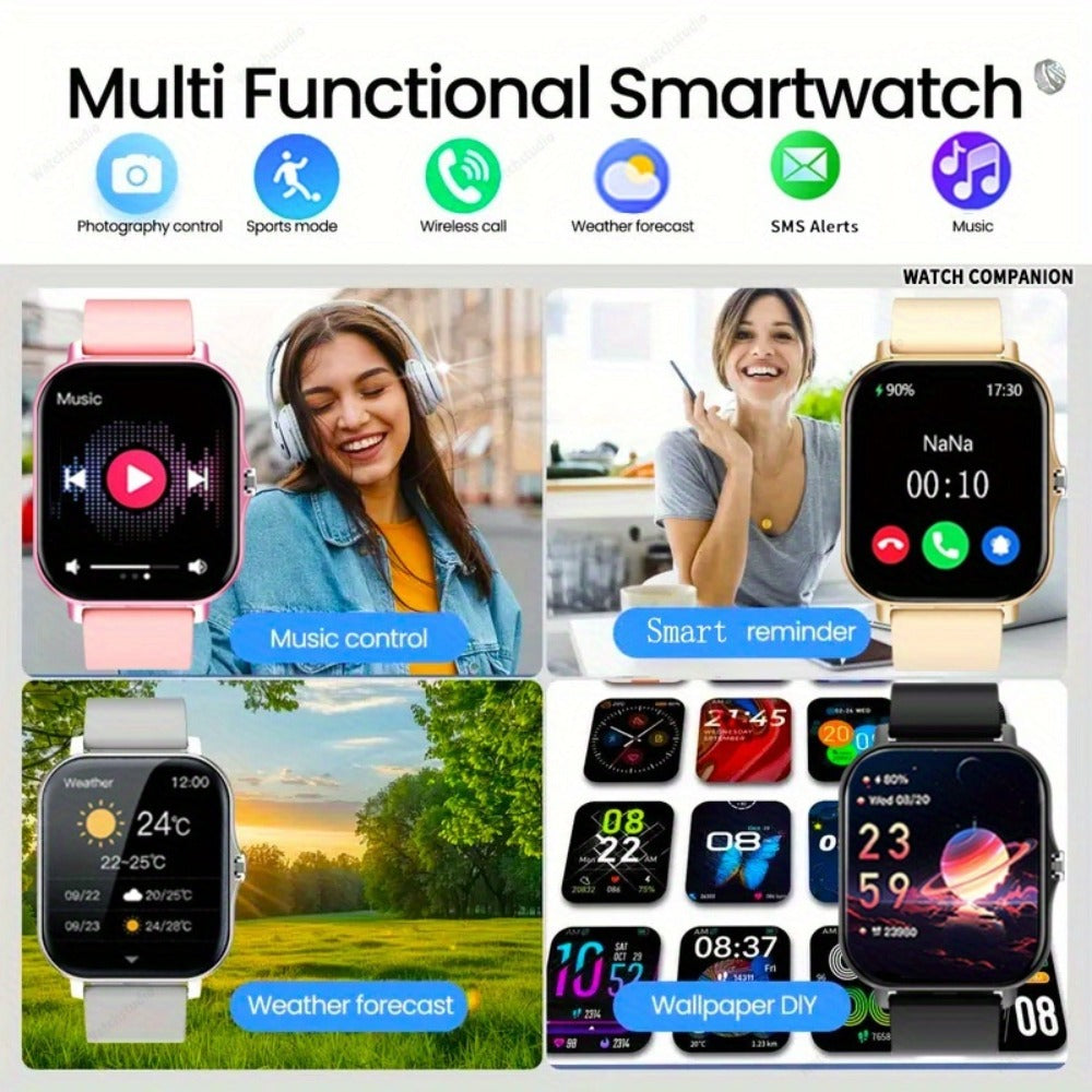 Gift Smartwatch Metal Strap – Wireless Calling, Music Player, App Notifications, Sports Mode, USB Rechargeable – Elegant Watch Gift for Women & Men Pink Black Silver Gold Android & iPhone
