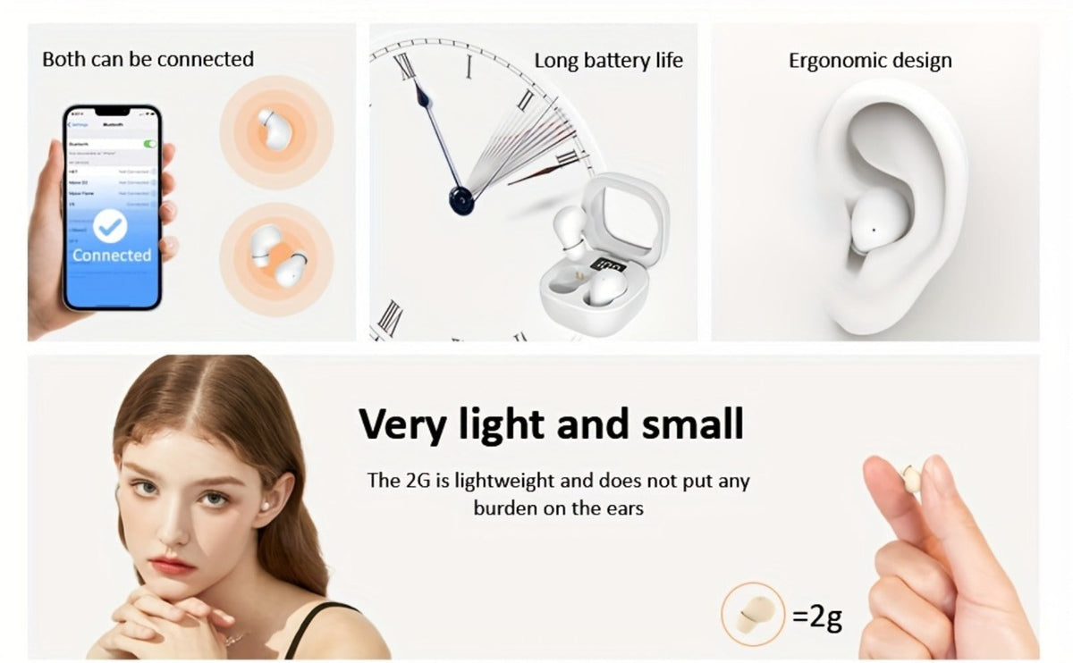 MSHUKCOE Ultra Thin Sleep Earbuds Low Latency Sleep Game Mode, Dual Noise Reduction 6D Bass HiFi Invisible In-Ear Wireless Earphones Ultra Long Battery Life, Birthday Gift