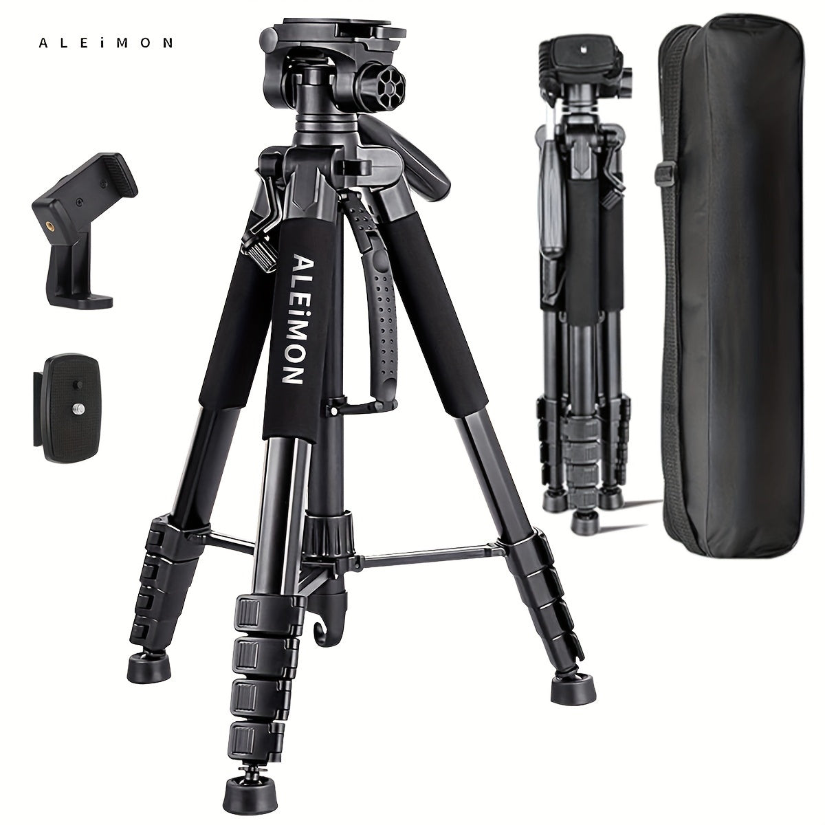 Heavy Duty Aluminum Tripod 74 Inch Red 3-Section, ALEiMON 188cm 14lb Capacity Adjustable Camera Stand with Tote Bag for DSLR, Mirrorless, Smartphone, Projector & Outdoor Photography