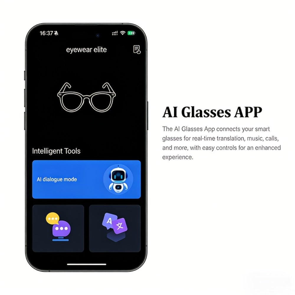 164-Language Translation Glasses with Real-Time AI Voice Translator – Bluetooth Music & Calls | AI Voice Assistant | Indoor & Driving Use | Unisex Smart Eyewear Multiple Colors | Travel Business Gift