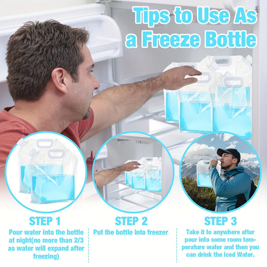 Collapsible Water Storage Bags, 20-Pack with 1.3-Gallon Capacity per Bag, Clear Plastic