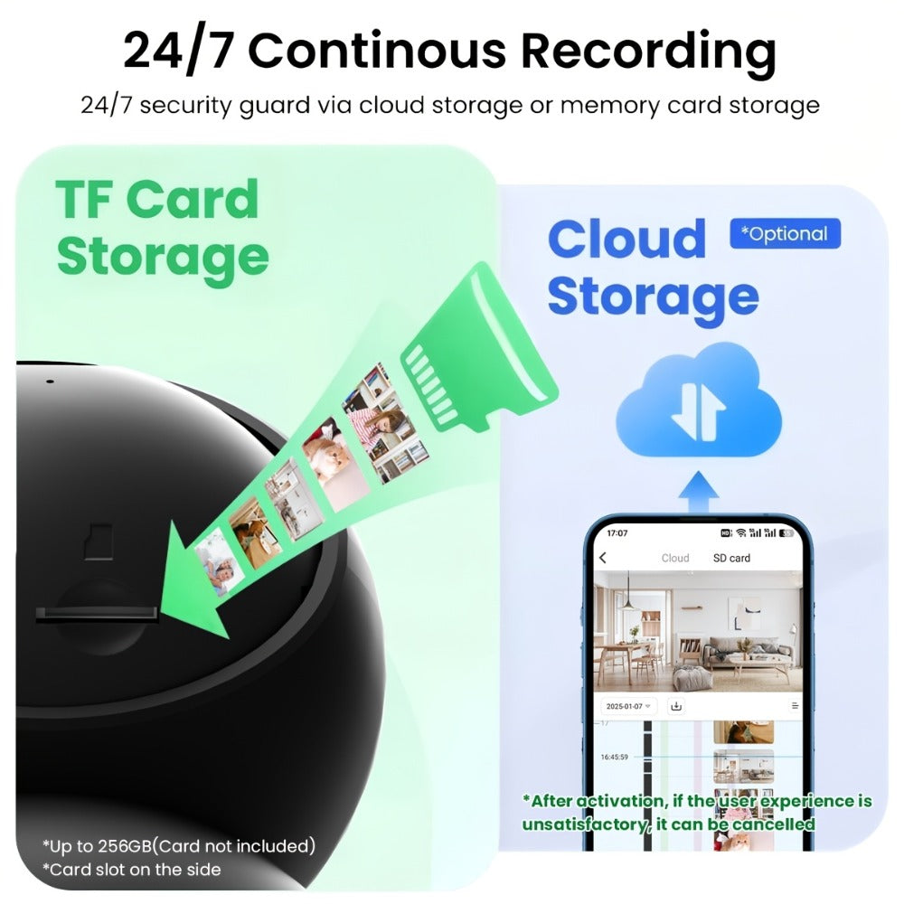 2K 4MP Indoor Security Camera 360° Full View, Dual Band 5G/2.4G WiFi, AI Motion Detection, Night Vision, Two-Way Audio, App Monitoring – Home & Office Surveillance