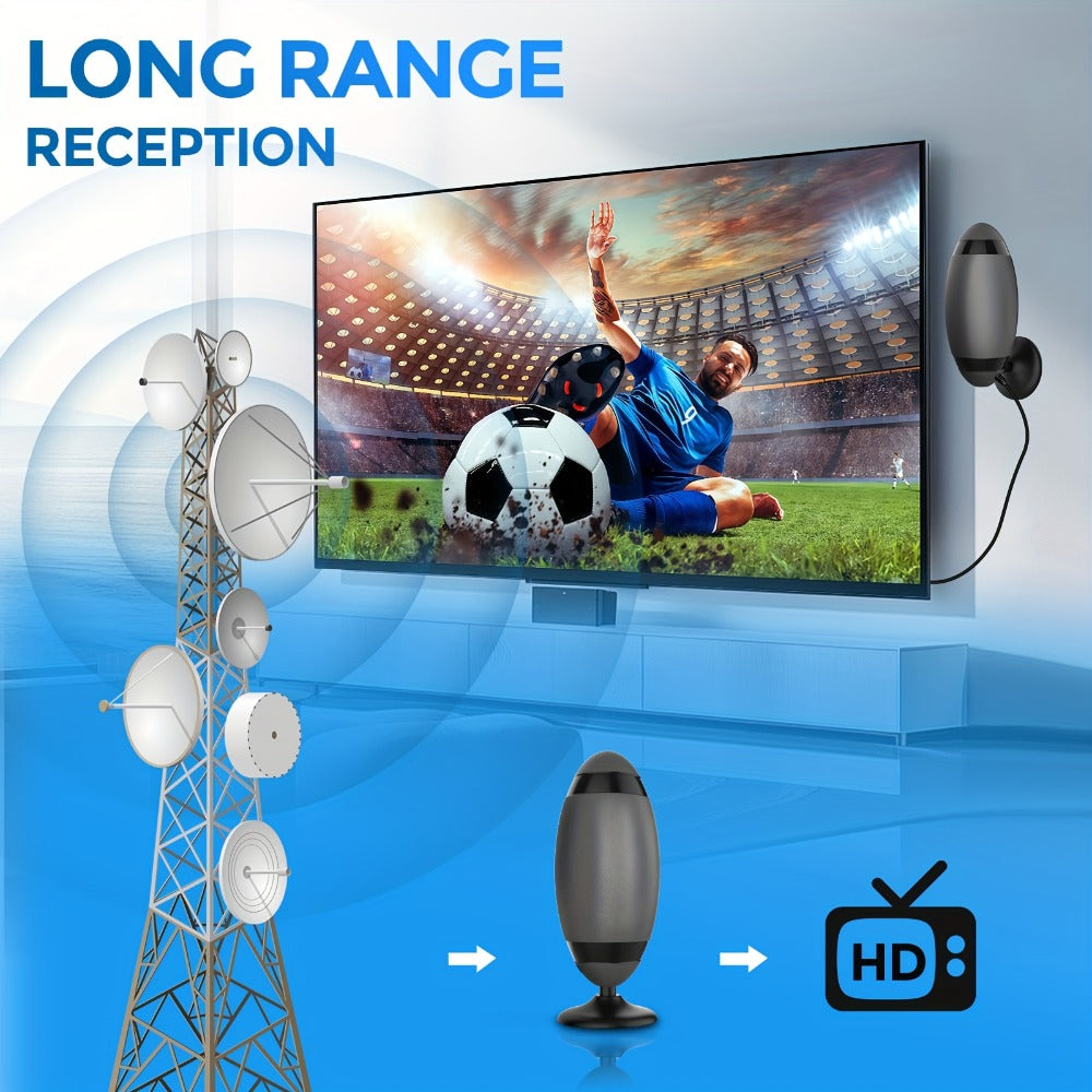 Metal Long Range TV Antenna 200KM - 4K HD USB Interface, One-Touch Long Distance Mode, Indoor Home Car RV, Works with Smart TV & Old TVs, Complete Accessories Included 2026