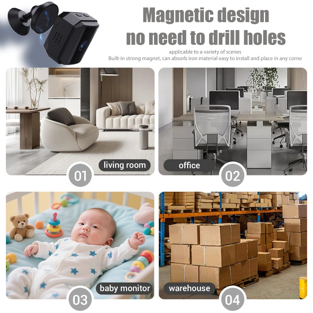 Mini Plug-In Security Camera Indoor Flexible WiFi with Night Vision, 24/7 Motion Alerts & TF Card Local Storage – No Monthly Fees, Perfect for Garage, Baby Room & Home Surveillance