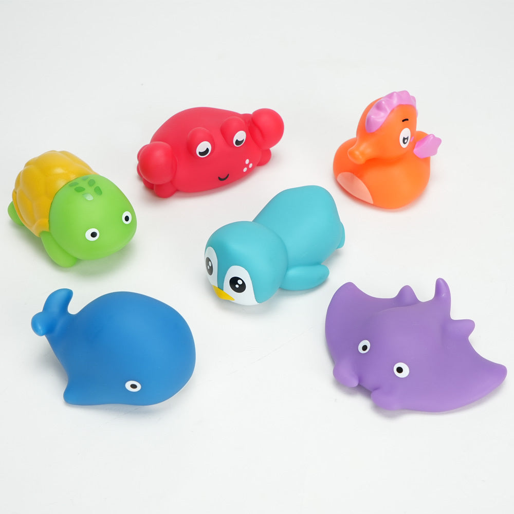 Color Changing Baby Bath Toys 6pcs No Hole – Sea Animal Bathtub Squirt Toys for Toddlers & Kids | Mold-Free BPA-Free | Christmas Birthday Gift for Boys & Girls Ages 1-6