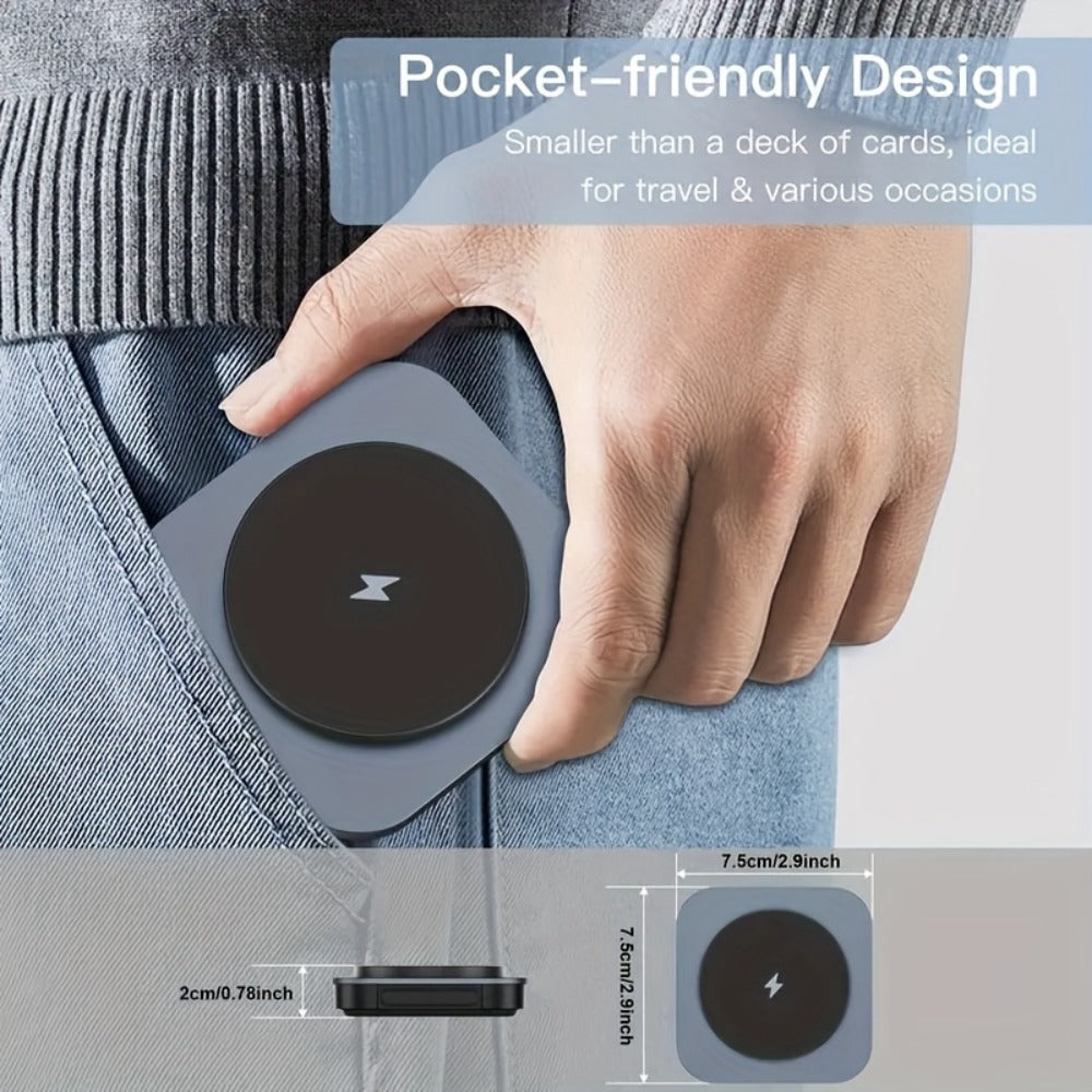 Foldable Travel 3-in-1 Wireless Charging Station 15W – Fast Charge for iPhone 17 16 15 14 13 12 Pro Max Plus, Apple Watch Ultra Series 9 8 7 6 5 4 3 2 1 SE & AirPods 4 3 2 Pro | Portable Black Charger