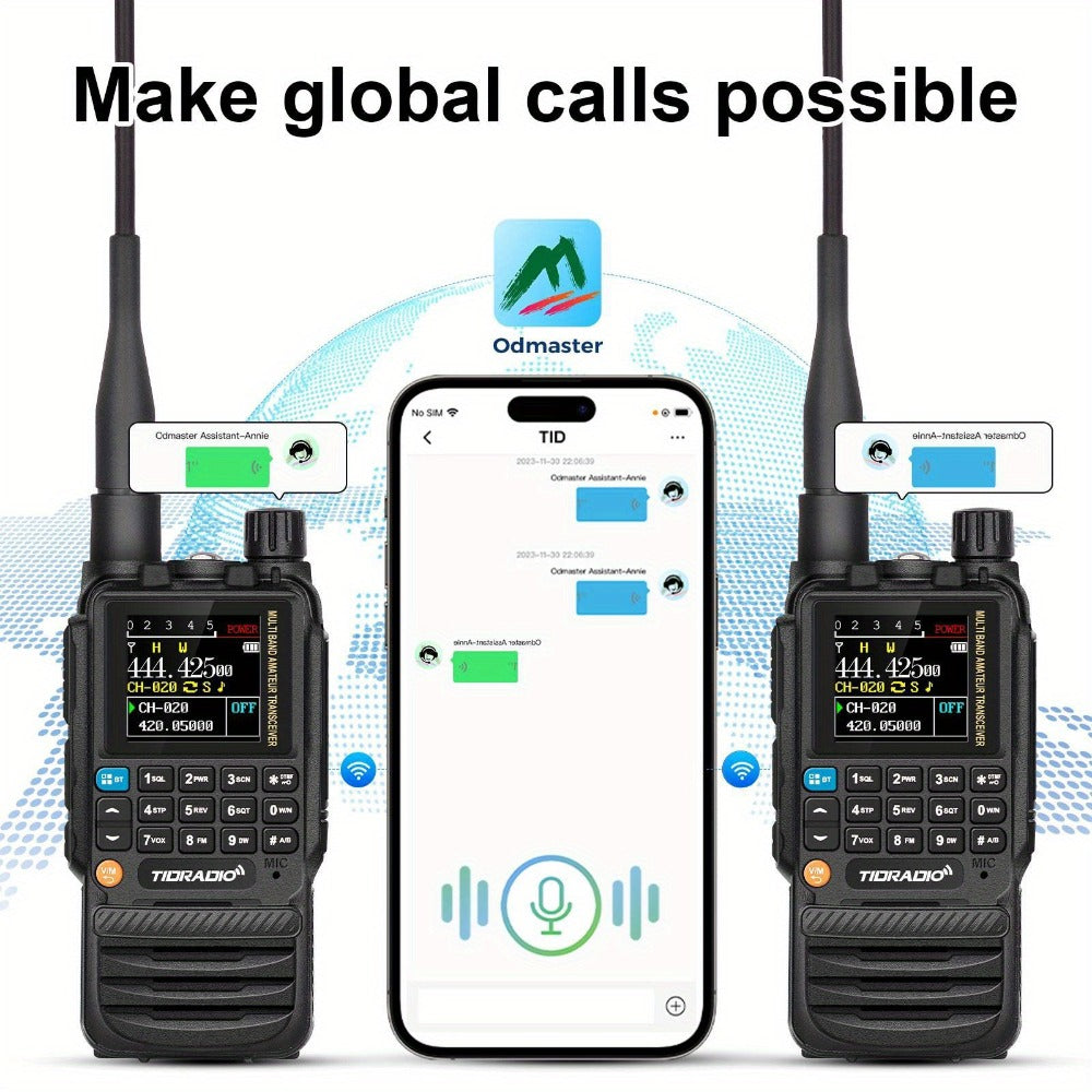 Tidradio H3 Plus Ham Radio Multi-Band Two-Way Radio, AM/FM Reception, Wireless Headset Compatible, Global Intercom via App, Long Range Walkie Talkie for Camping Emergency Outdoor Communication