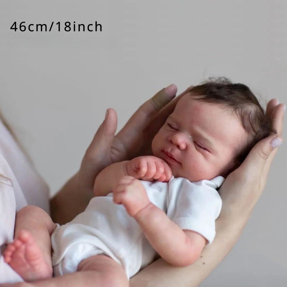 18-Inch Sleeping Reborn Baby Doll with Marbled Skin and Cloth Body