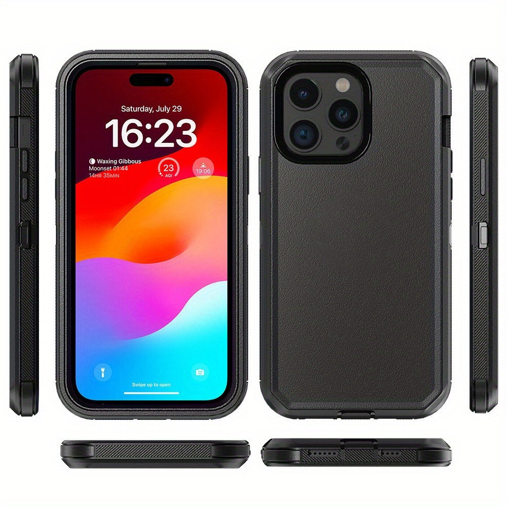 Rugged Armor iPhone 15 Case Heavy Duty Shockproof Military-Grade Dual Layer Bumper Drop Protection Cover for iPhone 15 Pro Max 15 Plus 15 Pro 15 – Wireless Charging Compatible