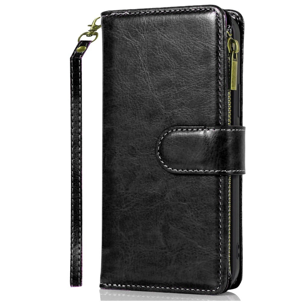Wallet Case for Samsung Galaxy S25 FE – Luxury Leather Zipper Card Holder ID Window Money Pocket Folio Flip Cover, Slim Protective Phone Case with Card Slots for Galaxy S25 FE Women Men