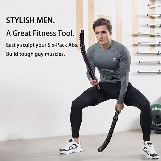 Ropeless Battle Ropes with Weighted Steel Spring Cores and Wrist Straps, 2-Piece Set