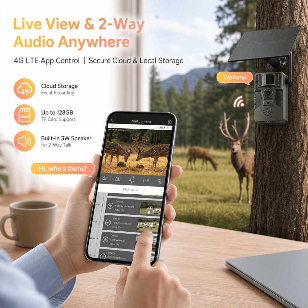 4G Cellular Trail Camera 2K No WiFi Required with Phone App Remote View – Wireless Game Camera for Deer Hunting, Wildlife Scouting, Livestock Monitoring & Rural Property Security