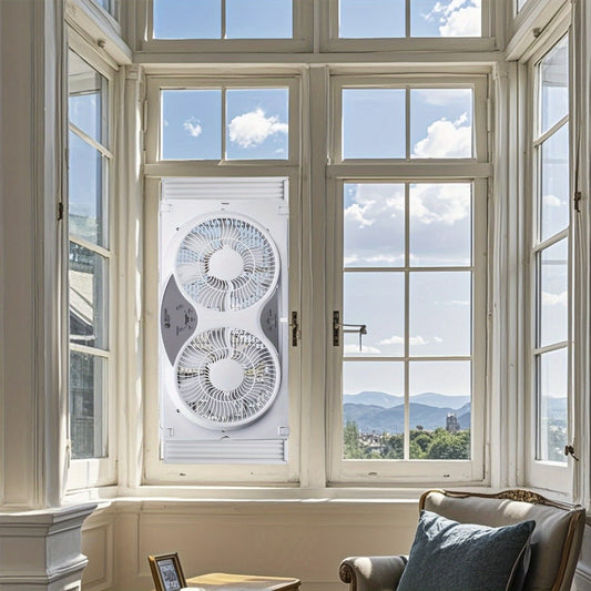 Twin Window Fan, 9-Inch with Remote, Reversible Airflow, 3 Speeds and Extender Panels