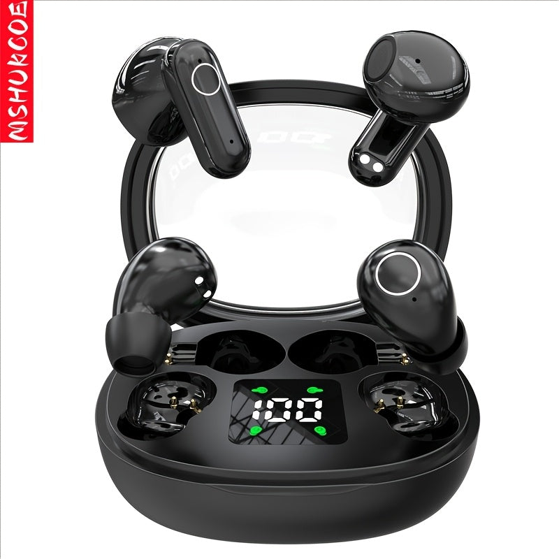 Sleep Mini Earbuds 2 Pairs Wireless Bluetooth In-Ear Headphones Long Battery Life HD Calling 3 Colors Sport Use Single Compartment Case All Seasons