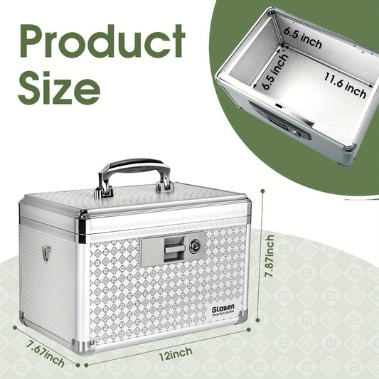Locking Medicine Storage Box, Aluminum Alloy with Key Lock and Handle, Small or Medium