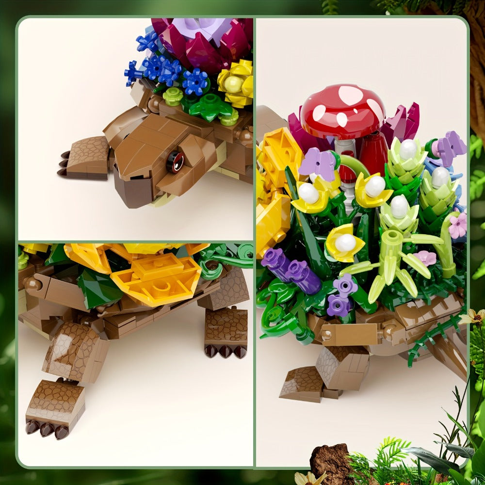 Turtle Flower Planter Building Block Set, 510-Piece Decorative Model