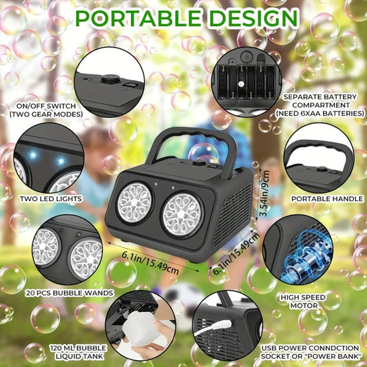 Double Fan Bubble Machine for Weddings, Parties, and Indoor/Outdoor Events