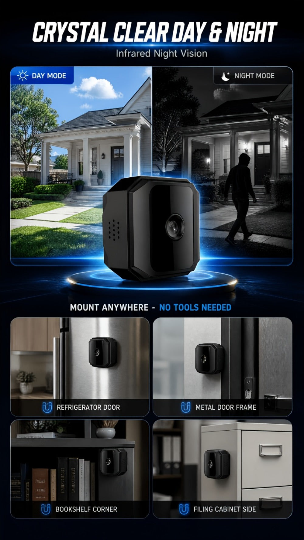 Wireless Security Camera Rechargeable Battery, No WiFi No Internet AP Hotspot, IR Night Vision, Two-Way Audio, Motion Detection Alerts, Indoor Outdoor Portable Surveillance – Home Pet Baby Monitor