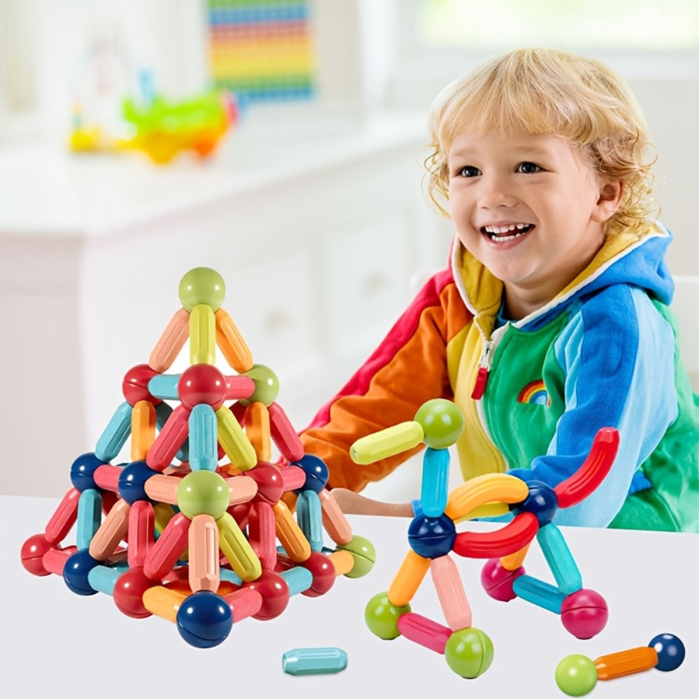 Magnetic Building Sticks Set, 62 Pcs 3D Magnetic Sticks and Balls for Kids Ages 3+