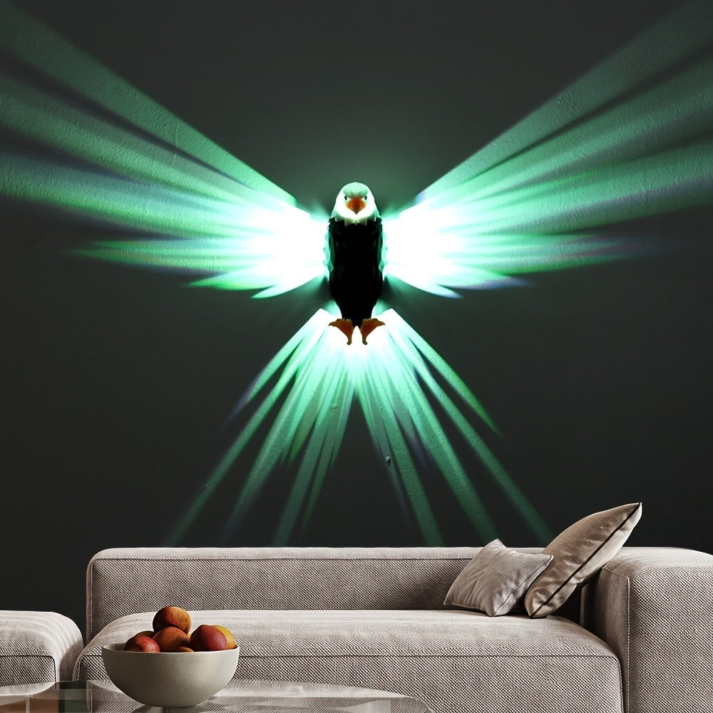 Eagle LED Wall Lamp – Colorful Ambient Night Light with Motion Sensor, Rechargeable Battery, Remote Control & Magnetic Wall Mount for Bedroom Living Room Corridor Hallway Decor (Black)