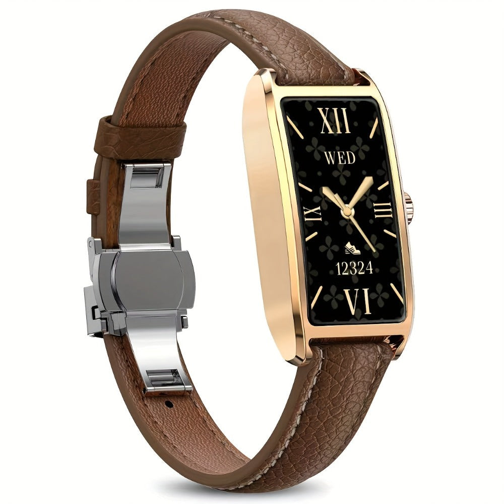 AMOLED Smartwatch for Women 1.13 Inch Zinc Alloy Fashion Watch 30-Day Battery Menstrual Cycle Tracking Sleep Stress Body Temperature Heart Rate Waterproof 12 Sport Modes Health Monitor Gift Blue Black Red Brown Pink