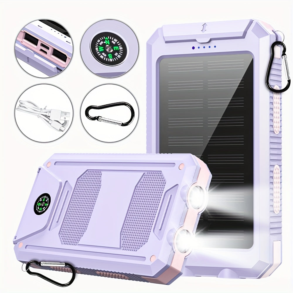 Solar Power Bank 45800mAh QC3.0 Fast Charging – Dual USB Portable Charger with LED Flashlight for Camping Hiking Travel Emergency, High Capacity Battery Pack for All Cell Phones & Devices