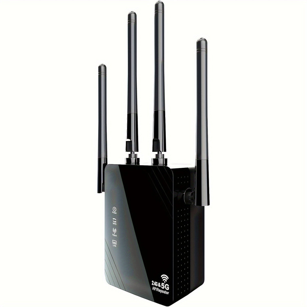 10000 Sq Ft WiFi Extender 1200Mbps 4-Mode - Dual Band 2.4GHz & 5GHz, 4 Antennas 360° Coverage, 6X Signal Boost, Penetrates Walls, 35 Devices, Repeater Access Point Router WISP, 1-Tap Setup, Black