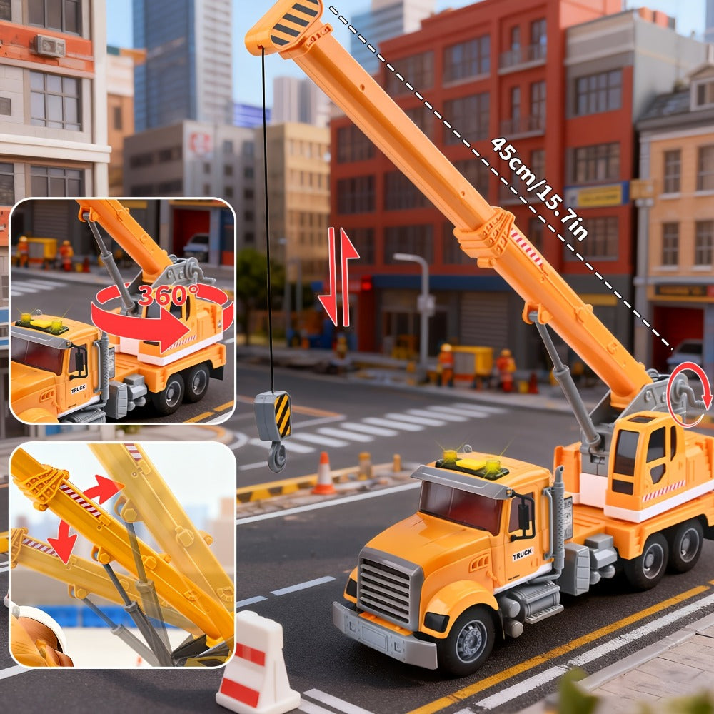 Toy Tow Truck and Crane Models for Vehicle-Themed Pretend Play