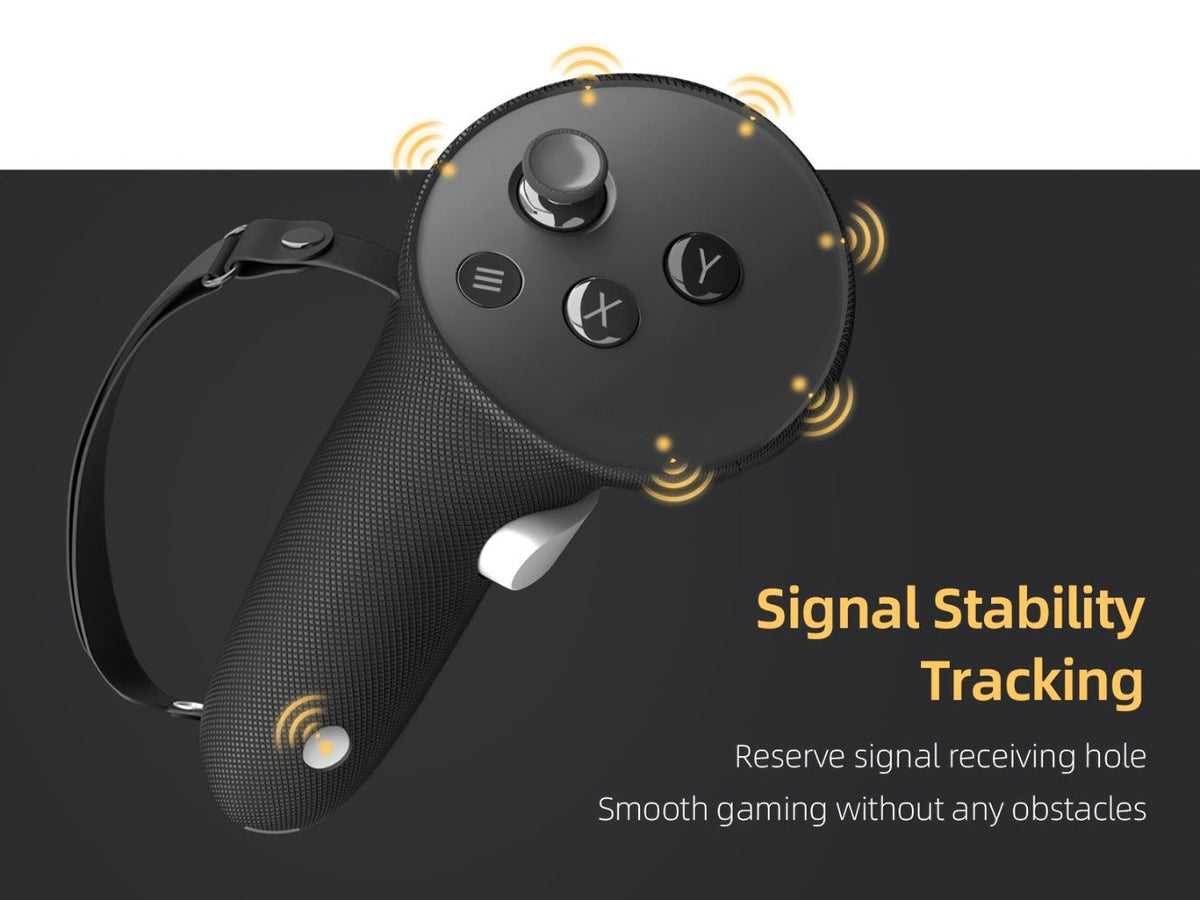 Meta Quest 3 & 3S Controller Grip Cover Silicone Hand Strap Protector - Anti-Throw Knuckle Strap Adjustable Battery Opening VR Controller Accessories for Meta Quest 3 and Quest 3S