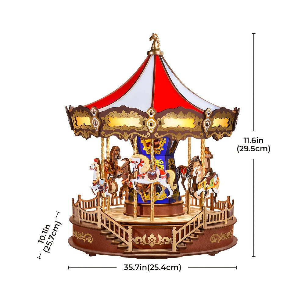 Rolife Carousel Music Box Kit, DIY 3D Wooden Model