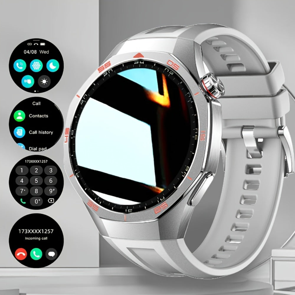 Hexagonal Bezel Smartwatch for Men HD TFT Display 150+ Sports Modes AI Voice Control 100+ Watch Faces Wireless Calling Weather Forecast Activity Tracker Compatible with Android iOS – Black Silver