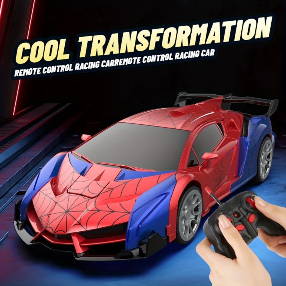 Robot Deformation Car for Kids 1:18 Blue & Red – One-Button Transform Remote Control Stunt Vehicle, 360° Rotating Drift RC Toy for Boys & Girls Ages 3 4 5 6, Birthday Children's Day Christmas Gift
