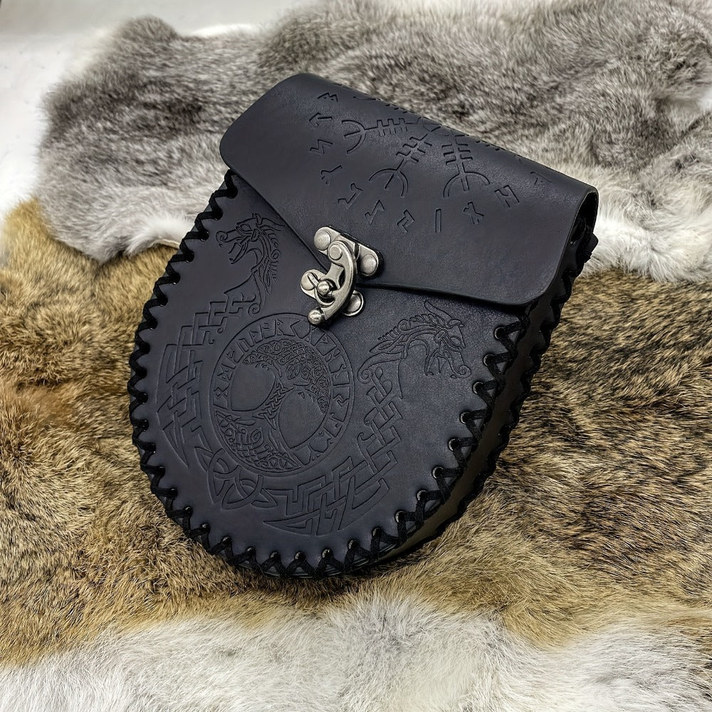 Viking Belt Pouch, Faux Leather Medieval Waist Bag for LARP, Renaissance Faire and Cosplay, 5 Styles