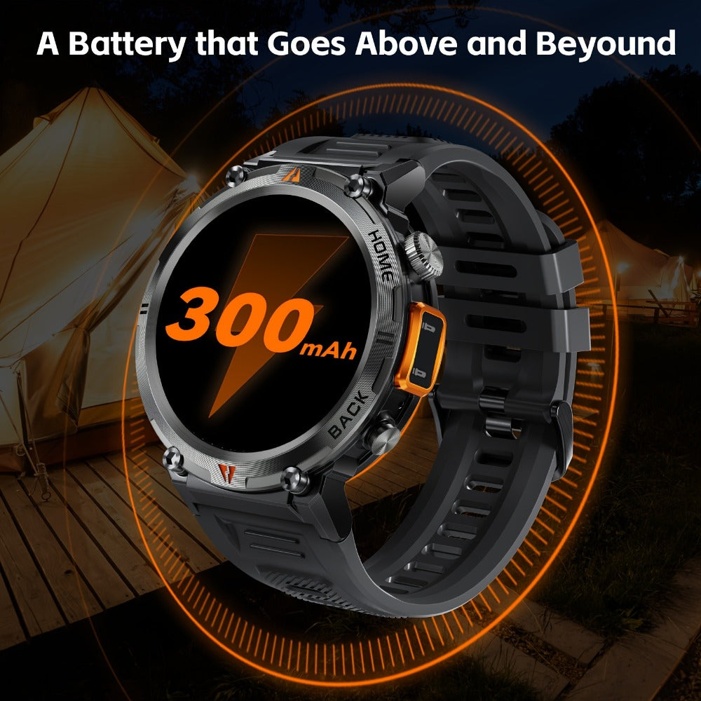 Men's Smartwatch with Bluetooth Calling & Message Notifications, 1.45" HD Touch Screen, IPX8 Waterproof, Step Counter, 300mAh 5-7 Day Battery, Steel & Silicone Strap – Smart Watch Compatible with iPhone & Android