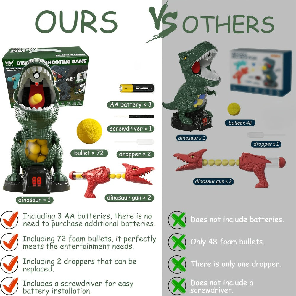 Dinosaur Shooting Toy Set for Kids – Air Pump Foam Bullet Blaster with Moving Dinosaur Targets | Twin Pistol, Family Pack & Launcher Editions | Hand-Eye Coordination | Ages 3-9 Gift