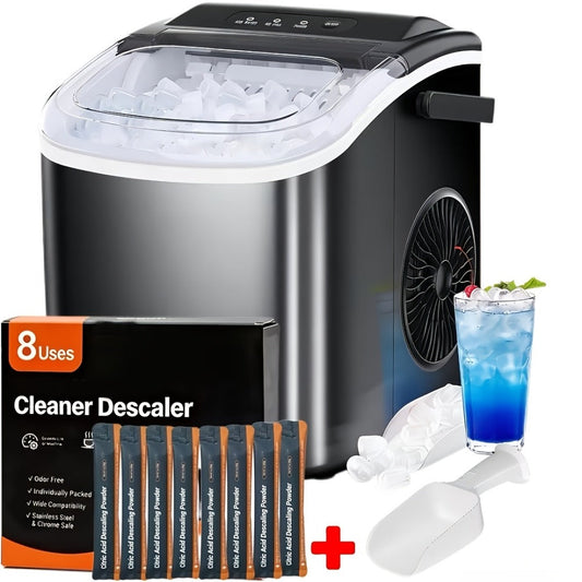 Countertop Ice Maker, 26 lbs/Day, 2 Ice Sizes and Optional Descaler Kit