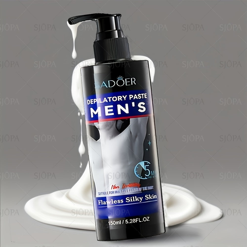 Hair Removal Cream for Men 150ml Fast Painless Depilatory for Body Face Underarm Leg & Intimate Area – Smooth Skin Formula, Razor-Free Grooming, Father's Day Gift