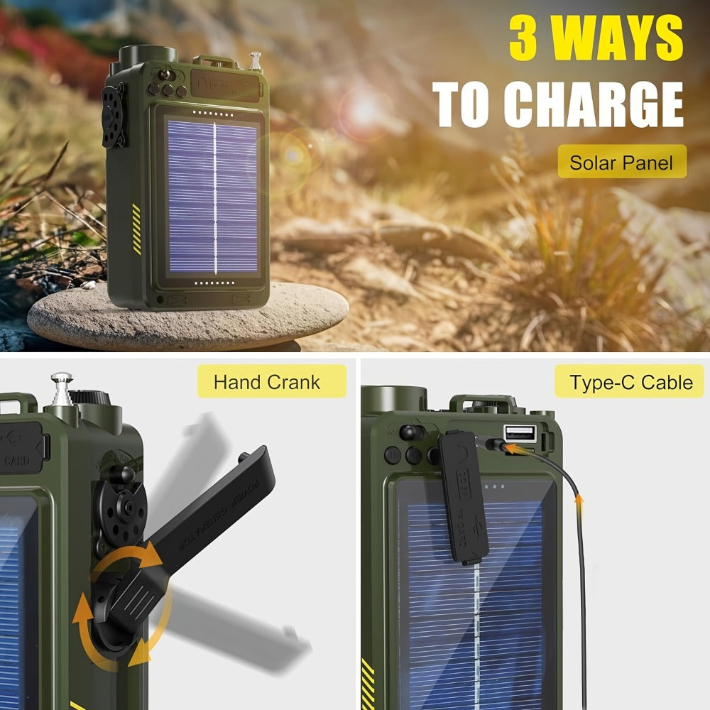Digital Shortwave Emergency Radio 4000mAh Solar Hand Crank, AM/FM/SW/NOAA Weather Alert, 5W Speaker, SOS Alarm, LED Flashlight, SD Card & USB MP3 Player, Winter Storm Survival Gear for Home & Outdoor