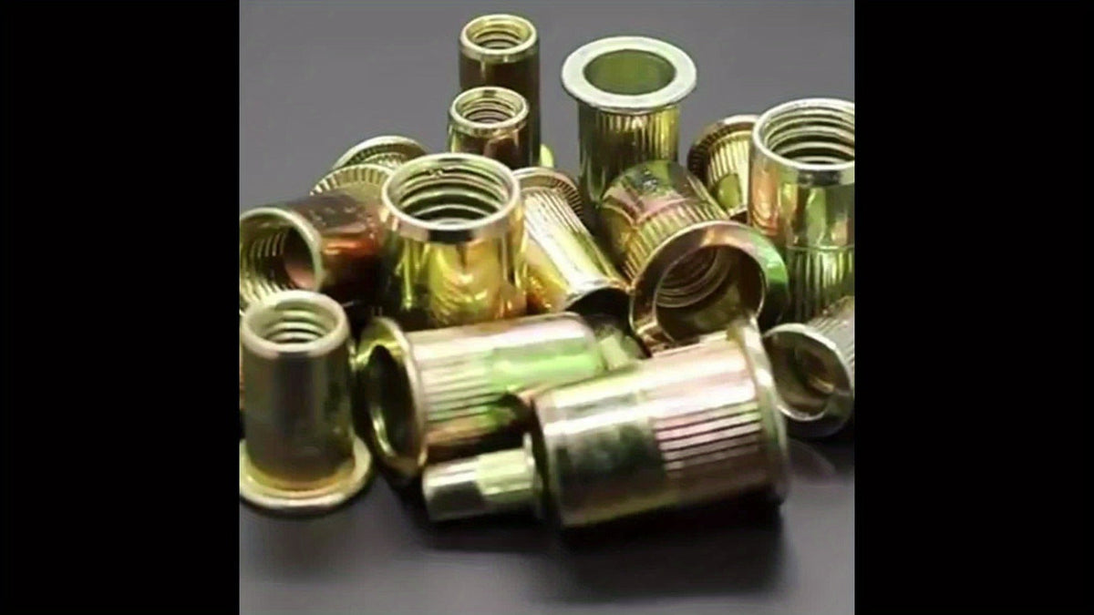860pcs Rivet Nut Kit SAE UNC Assortment – Zinc Plated Carbon Steel Flat Head Insert Threaded Nuts 7 Sizes with Case for Auto Furniture & Industrial Projects