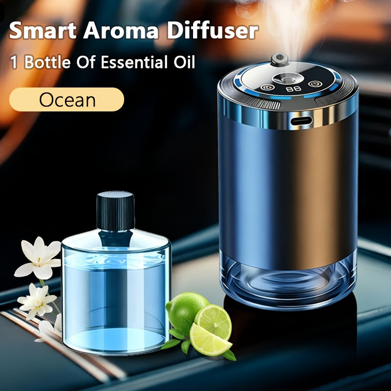 Starry Sky Car Aroma Diffuser with Ambient Light & Humidifier – USB Smart Air Freshener, 50ml Essential Oil Included, Ocean & Cologne Scents, Auto Interior Decor Gift for Car Lovers