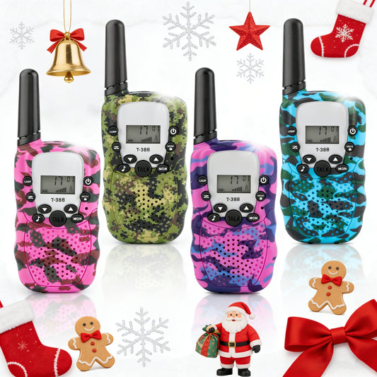 FRS Walkie Talkies with 22 Channels, VOX and Backlit Display, 2- or 4-Radio Sets