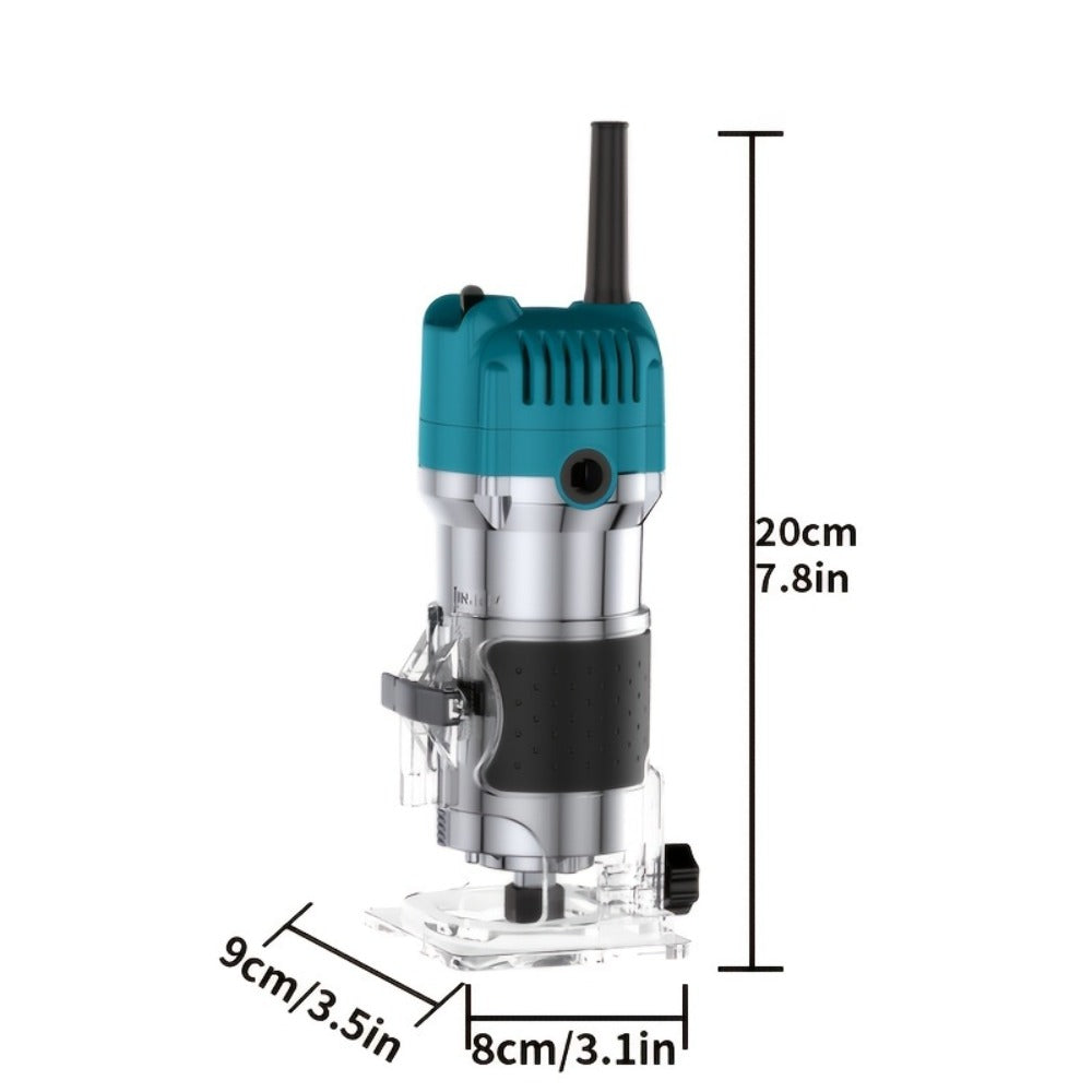 Wood Router Carving Machine Electric Trimmer – Wood Slotting, Drilling & Engraving Tool with Optional 15pc Milling Cutter Set, for Woodworking, Furniture Making & DIY Crafts
