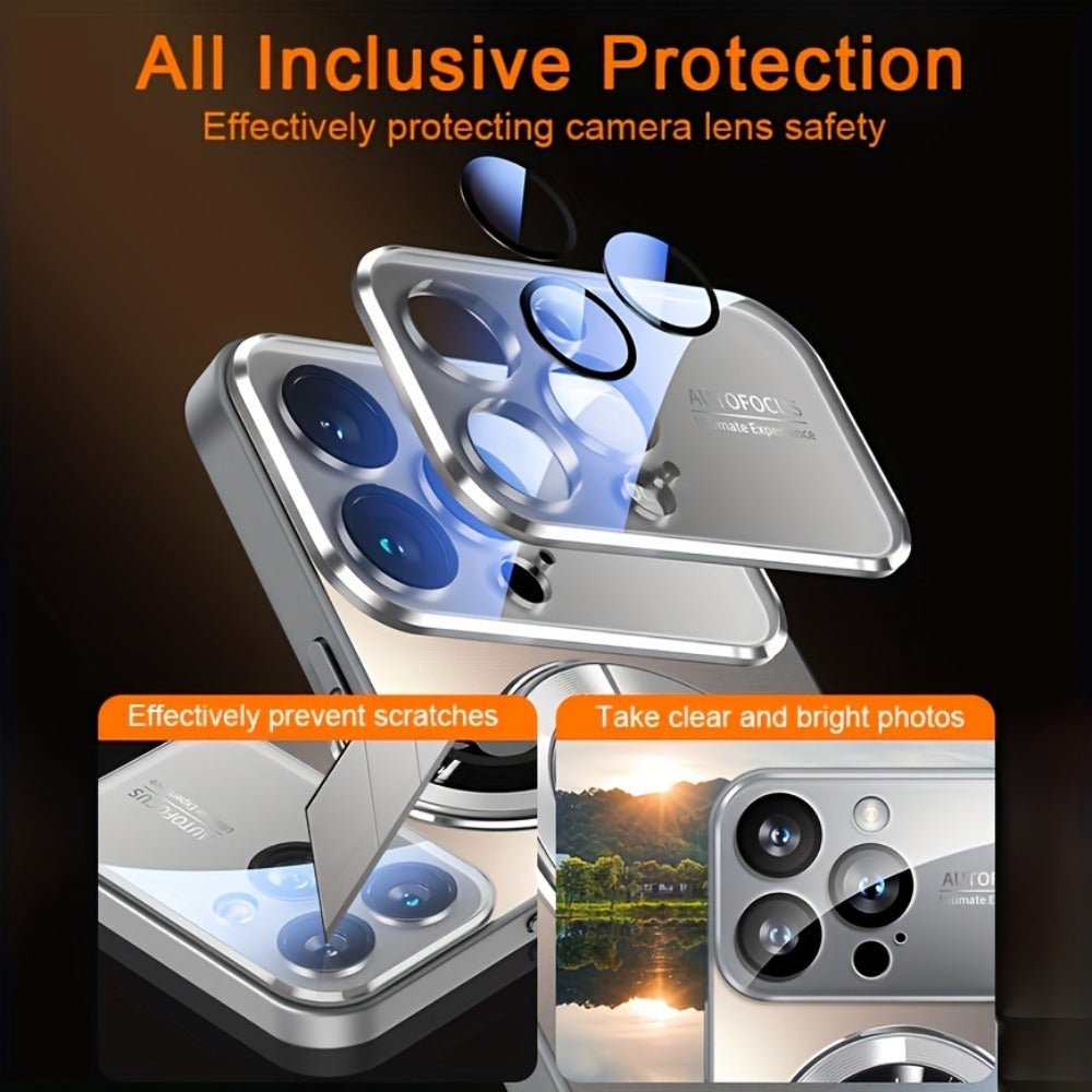 MagSafe iPhone Case Matte Titanium with Built-In Glass Lens Protector for iPhone 17 Pro Max Air 16 15 14 Series – Shockproof Luxury Magnetic Wireless Charging Cover