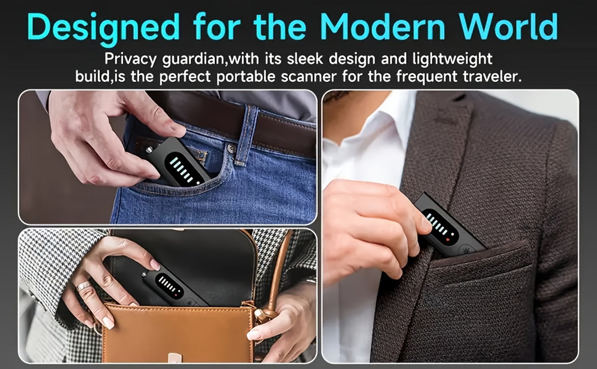 Anti Spy Hidden Camera Detector RF Signal Scanner Portable Bug Detector, GPS Tracker Finder, Listening Device Detector, Rechargeable Wireless Security Sweep Tool for Travel Hotel Airbnb Car Home Office