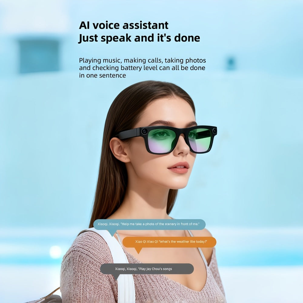 Smart Glasses with Camera 200MP Dual Lens AI POV Recording – Hi-Fi Open-Ear Audio | Touch & Voice Control | Ultra-Long Battery | Cycling Sports Outdoor Photography | Transparent & Black Lenses | Tech Gift